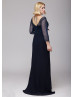 Navy Blue Pearls Mother Of The Bride Dress